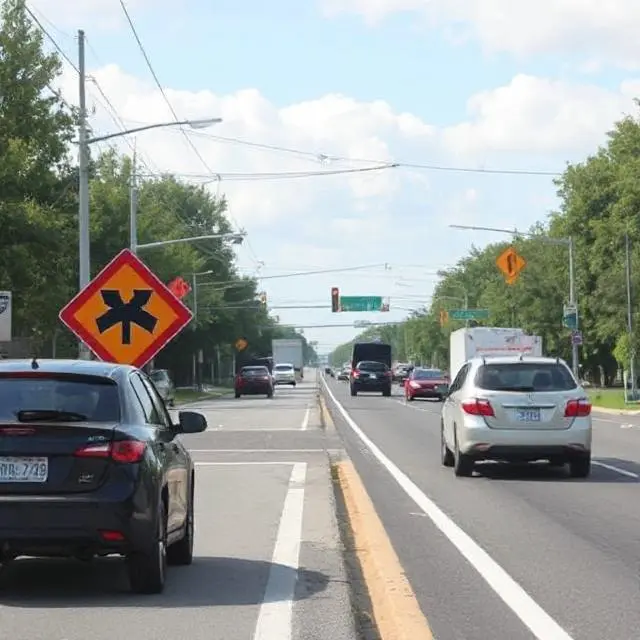 Driver maintaining safe distance and scanning the road ahead to identify and avoid potential traffic hazards.